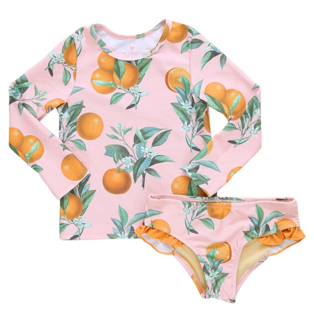 Pink Chicken Citrus Rashguard Swim Set